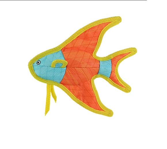 DuraForce Angel Fish - Orange, Durable, Squeaky Dog Toy