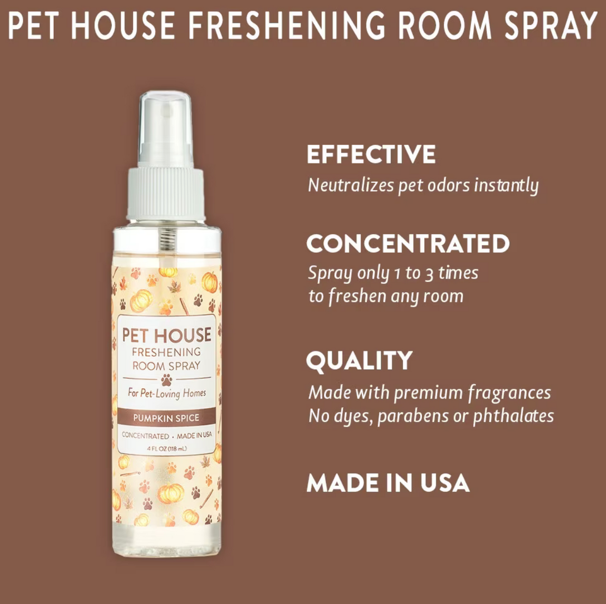 Pet House Pumpkin Spice Freshening Room Spray, 4-fl oz bottle