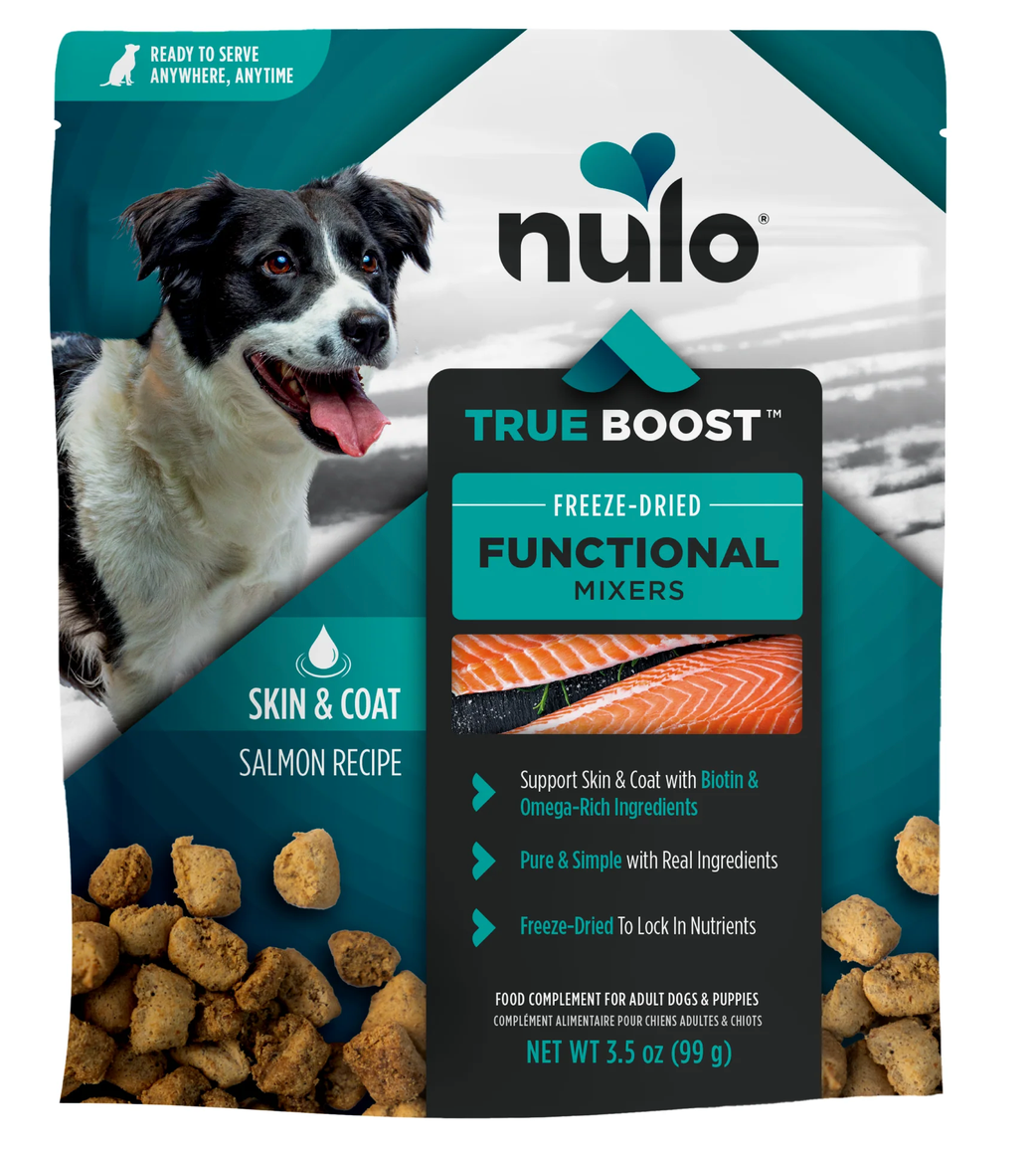 NULO DOG TRUE BOOST FREEZE-DRIED FUNCTIONAL MIXERS SKIN & COAT SALMON RECIPE 3.5OZ BAG