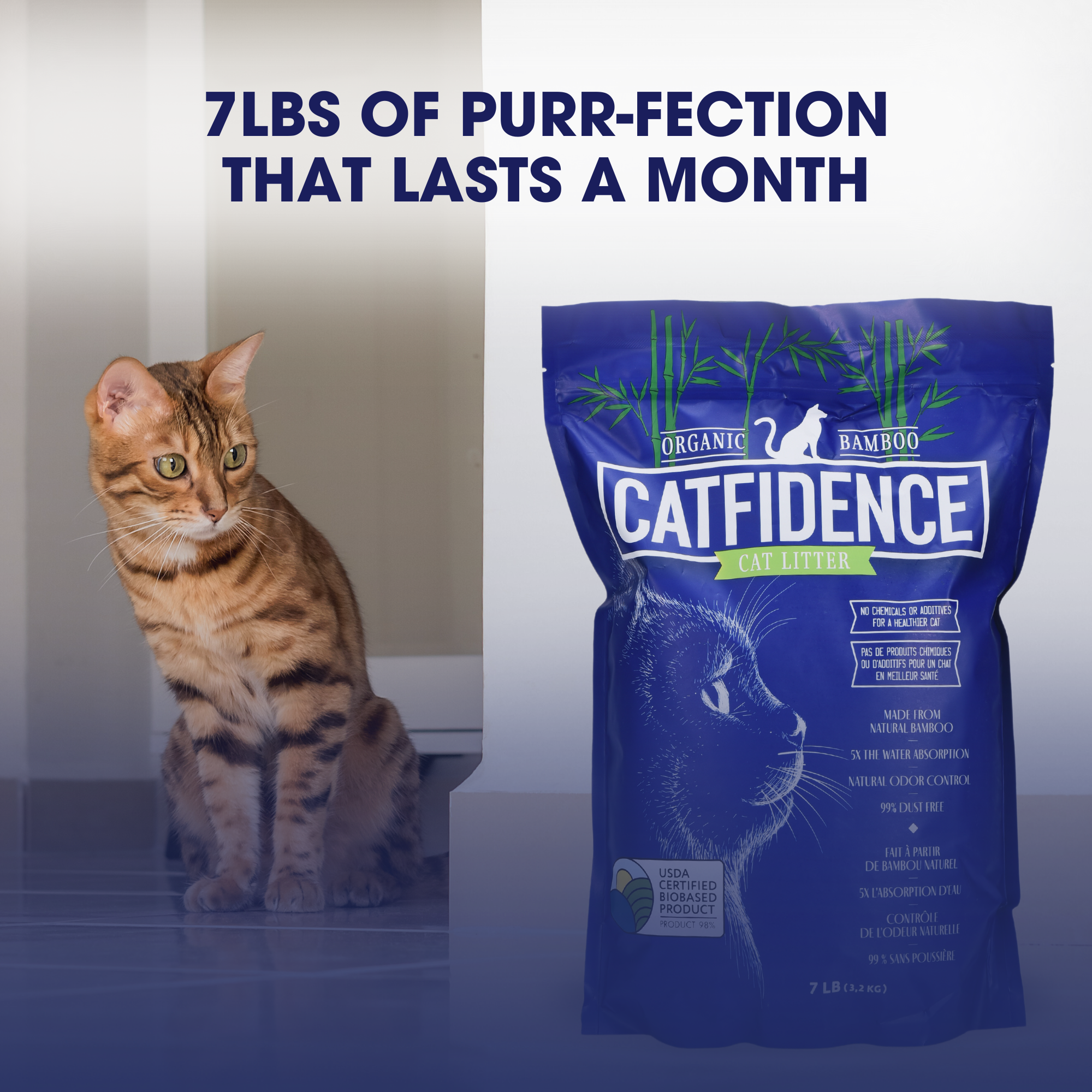 Catfidence® Organic Bamboo Cat Litter, Non-Clumping 7lb