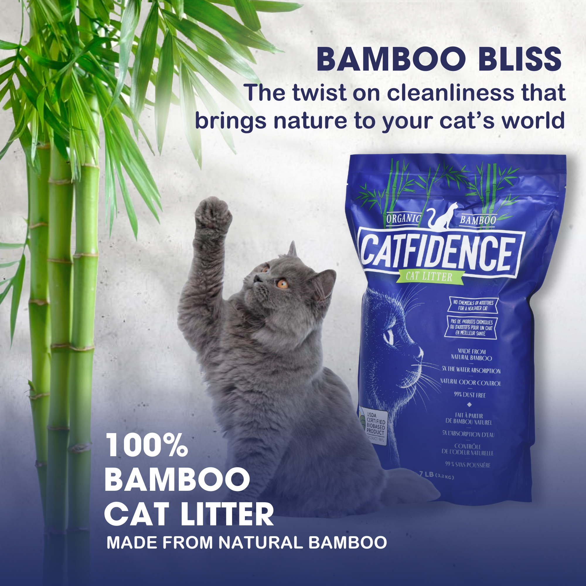 Catfidence® Organic Bamboo Cat Litter, Non-Clumping 7lb
