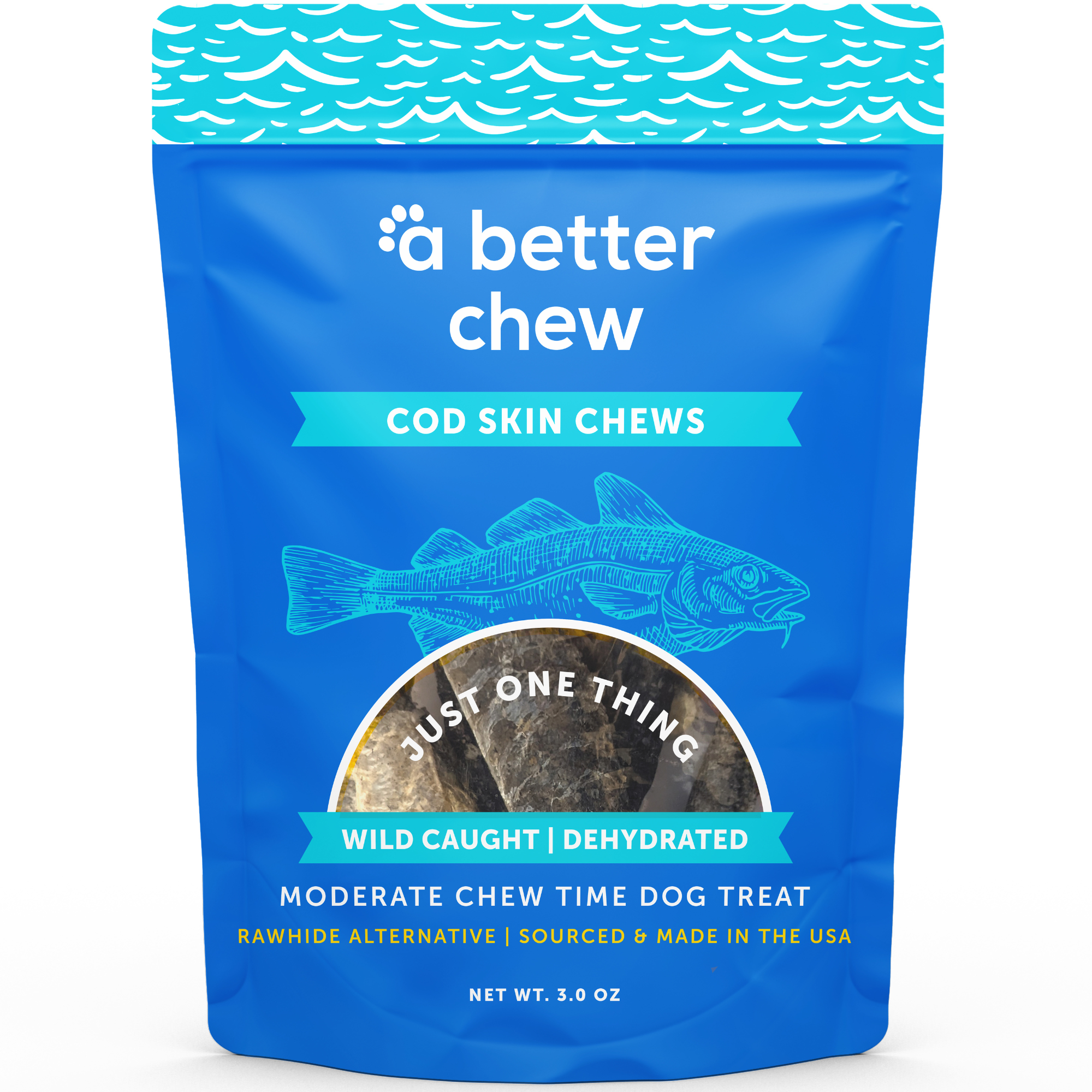 Wild Caught Cod Skin Chews- Natural Alternative to Rawhides - Long Lasting Dog Treats