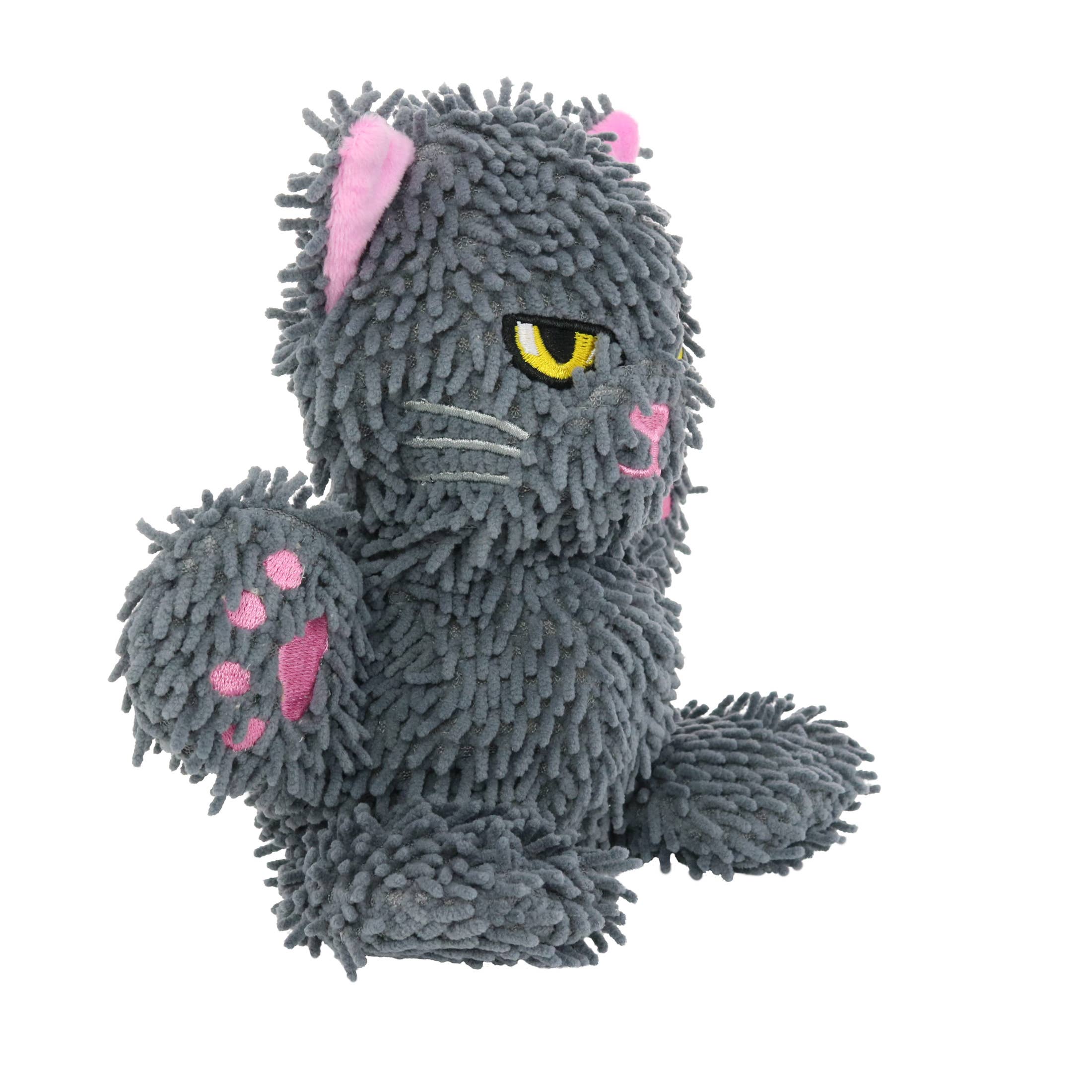 Mighty Microfiber Ball Gray Cat, Plush Squeaky Dog Toy