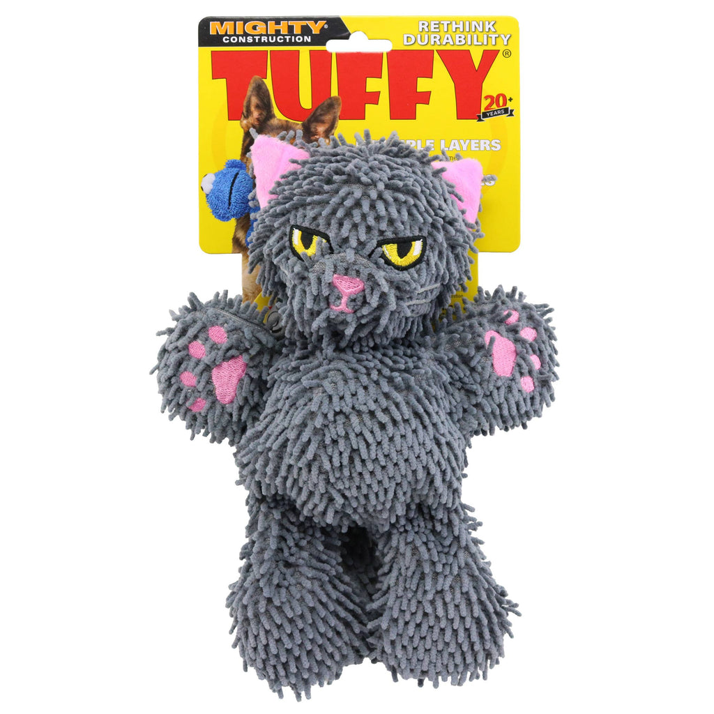Mighty Microfiber Ball Gray Cat, Plush Squeaky Dog Toy