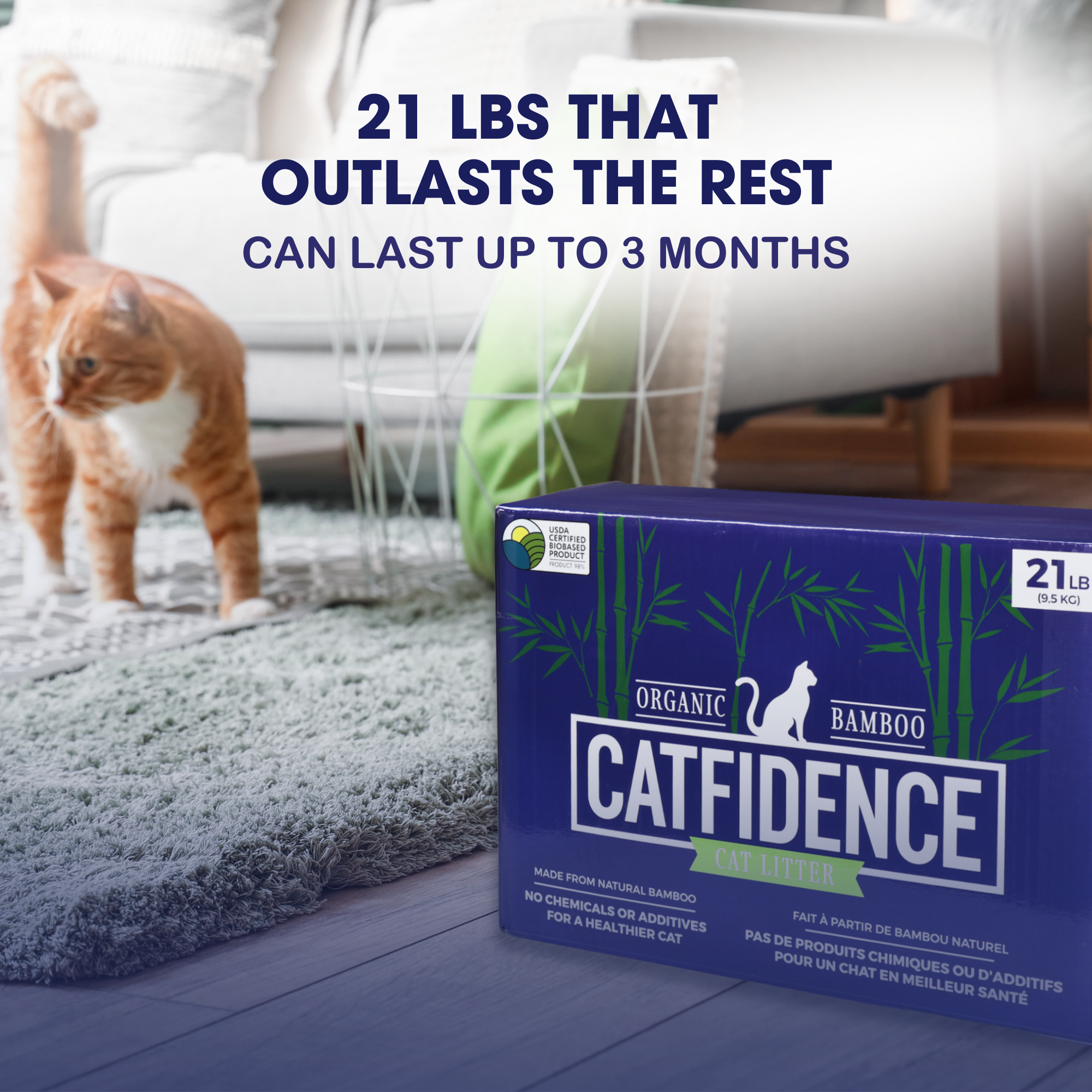 Catfidence® Organic Bamboo Cat Litter, Non-Clumping 21lb