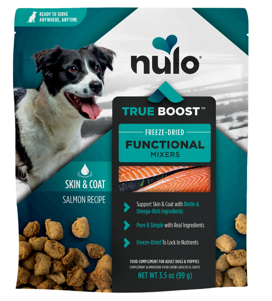 NULO DOG TRUE BOOST FREEZE-DRIED FUNCTIONAL MIXERS SKIN & COAT SALMON RECIPE 3.5OZ BAG