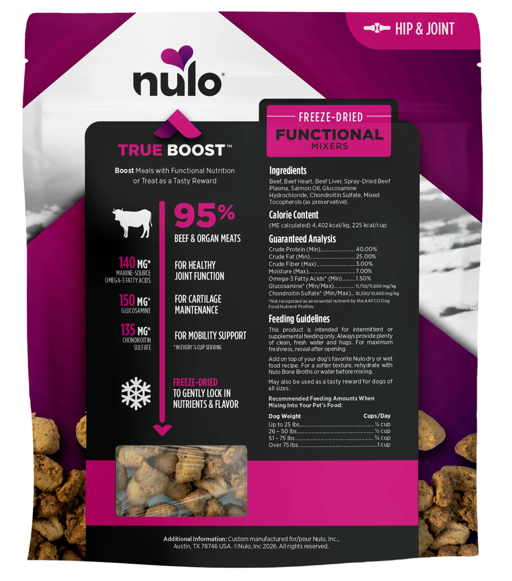 NULO DOG TRUE BOOST FREEZE-DRIED FUNCTIONAL MIXERS HIP & JOINT BEEF RECIPE 3.5OZ BAG
