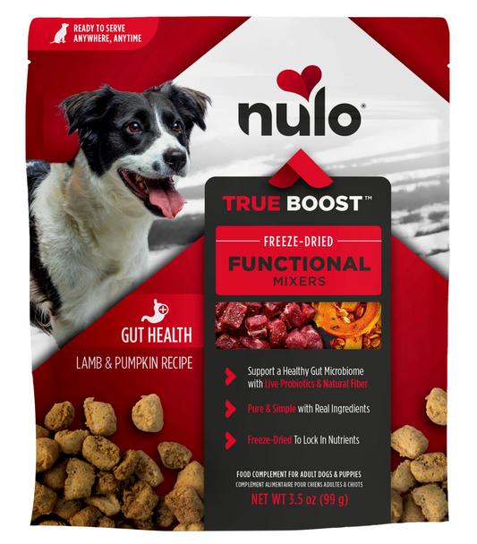 NULO DOG TRUE BOOST FREEZE-DRIED FUNCTIONAL MIXERS GUT HEALTH LAMB & PUMPKIN RECIPE 3.5OZ BAG