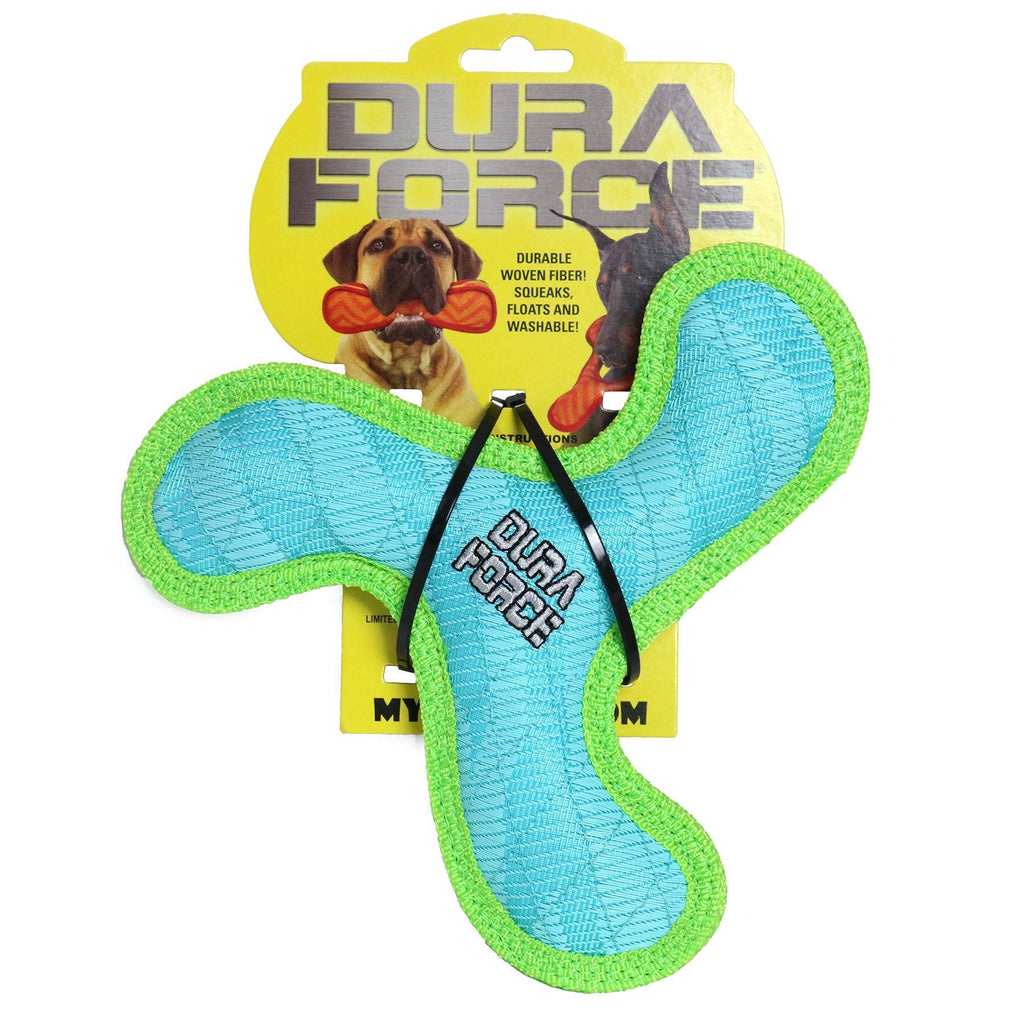 DuraForce Jr Boomerang - Blue, Durable, Squeaky Dog Toy